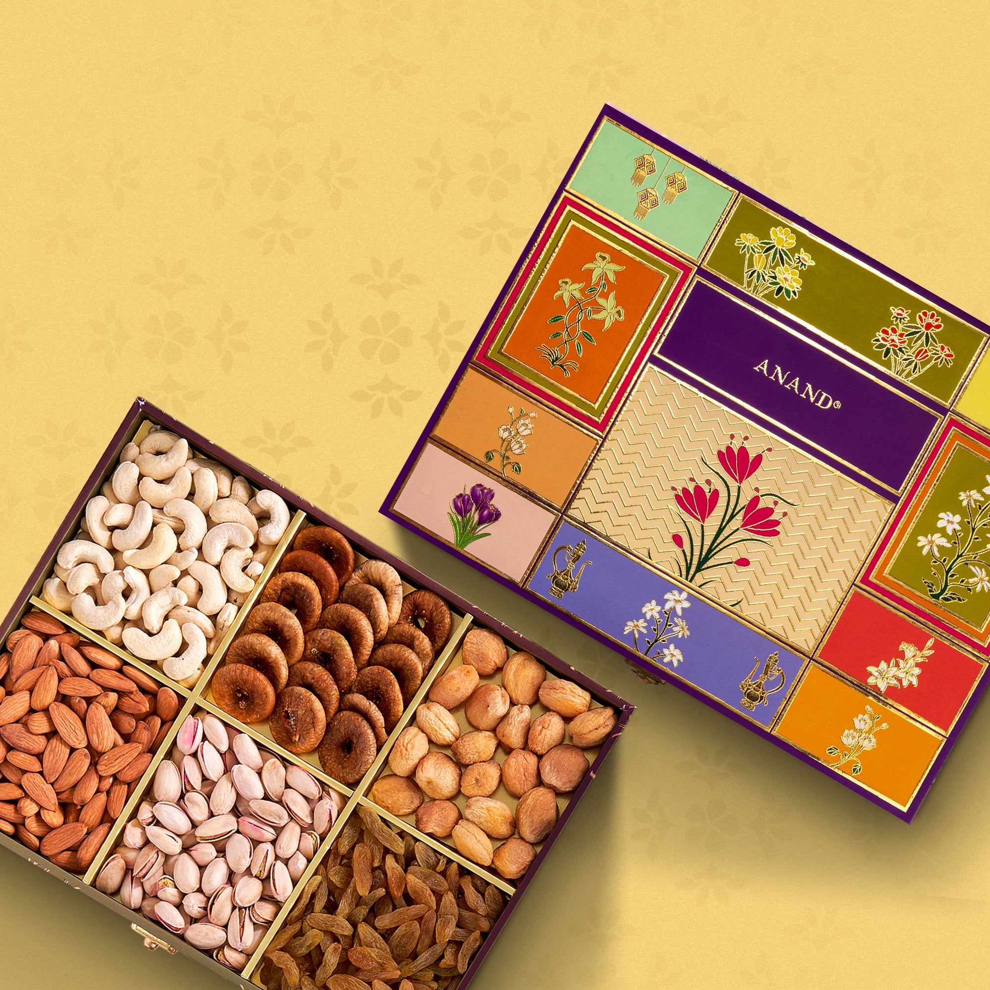 NUTRI MIRACLE Diwali Dry Fruit & Nut Gifts Hamper/Box/Basket With Ethnic  Shubh Labh Door/Wall Hanging,Paglya/Charan Paduka And Decorative Wax Diya  For Corporate Gift/Business Promotion/Client/Employee,1.05kg Wooden Gift Box  Price in India - Buy