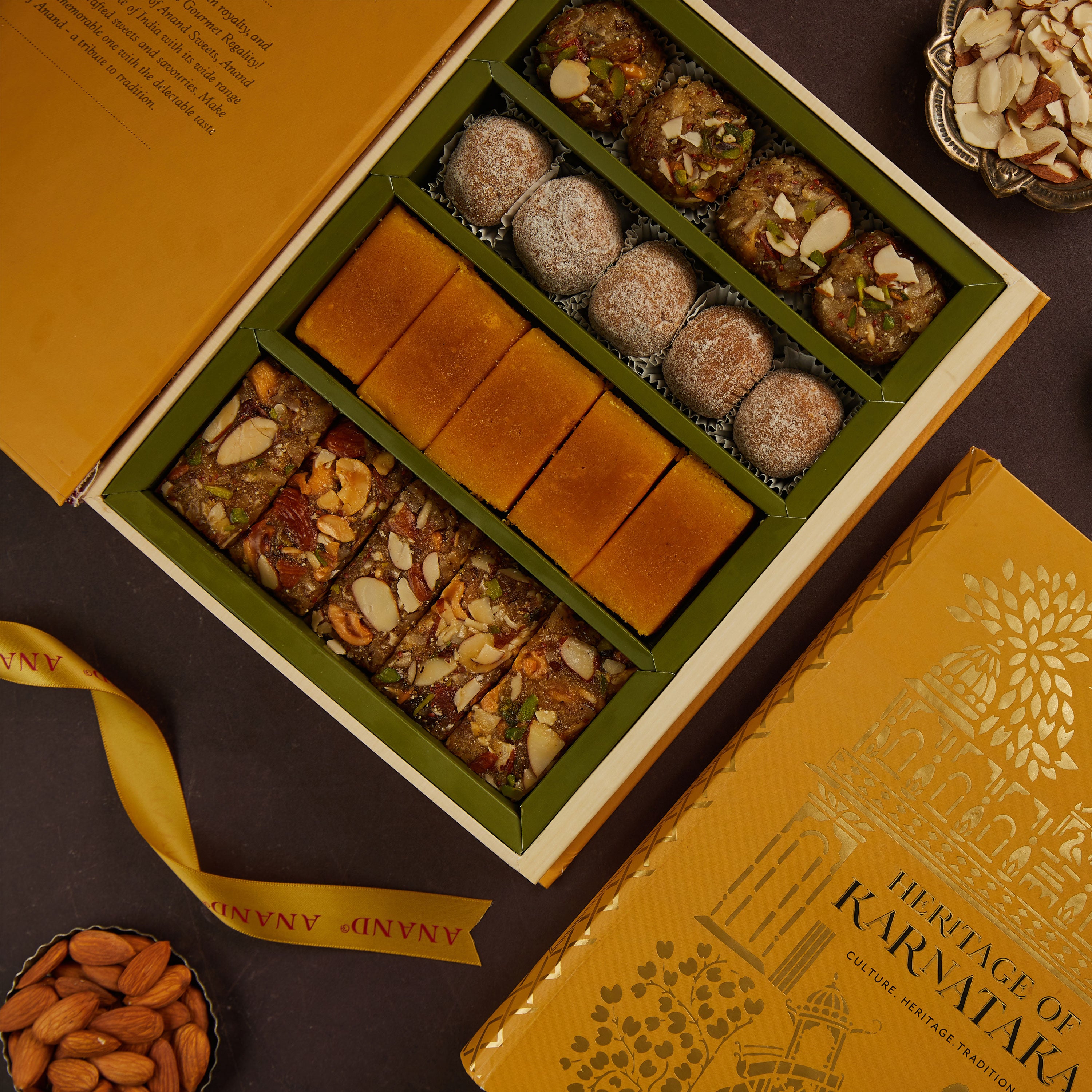 Buy Ghasitaram Gifts Indian Sweets - Diwali Gifts Diwali Hamper Sweet  Hampers - 4 Print 12 Pcs Roasted Almond Bites,Almonds and Pistachios Hamper  Box Online at desertcartINDIA